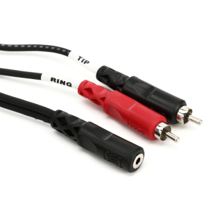 Hosa CFR-210 Stereo Breakout Cable - 3.5mm TRS Female to Dual RCA Male - 10 foot