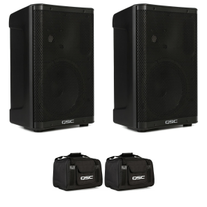 QSC CP8 1,000-watt 8-inch Powered Speaker Pair With Bags Bundle