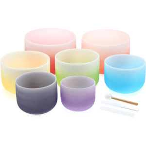 Meinl Sonic Energy 7-Piece Color Frosted Crystal Singing Bowl Chakra Set - A440Hz