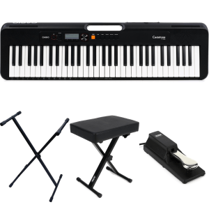 Casio Casiotone CT-S200 61-key Portable Arranger Keyboard Essentials Bundle- Black
