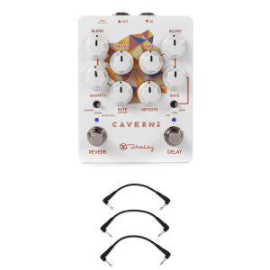 Keeley Caverns V2 Delay and Reverb Pedal with 3 Patch Cables