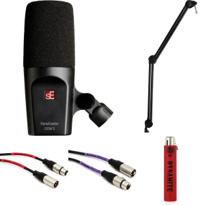 sE Electronics DCM3 DynaCaster Dynamic Broadcast Microphone and Preamp Stand Bundle