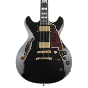 D'Angelico Excel Mini DC Semi-hollow Electric Guitar - Black with Stopbar Tailpiece