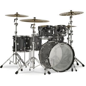 DW Design Series Acrylic 6-piece Shell Pack with Snare Drum - Smoke Glass - Sweetwater Exclusive