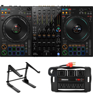 Pioneer DJ DDJ-FLX10 4-deck DJ Controller Laptop Stand Bundle