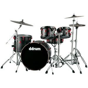 ddrum Hybrid 5 Kit 5-piece Acoustic/Electric Drum Set - Black with Red Hardware
