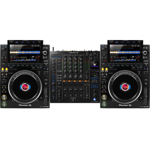 Pioneer DJ DJM-A9 4-channel DJ Mixer with Effects and Dual CDJ3000 Media Player Bundle