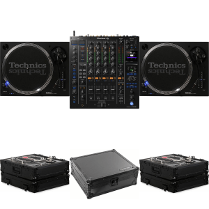 Pioneer DJ DJM-A9 4-channel DJ Mixer and Technics SL-1200MK7 Case Bundle