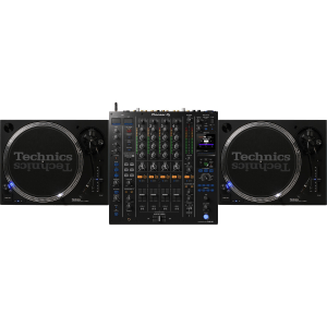 Pioneer DJ DJM-A9 4-channel DJ Mixer with Effects and Dual Technics SL-1200MK7 Direct Drive Professional Turntable Bundle