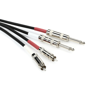 Pro Co DKQR-10 Dual 1/4-inch TS Male to RCA Male Cable - 10 foot