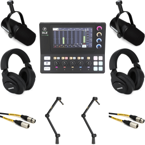 Mackie DLZ Creator XS Compact 6-channel Digital Mixer and Shure MV7X Dynamic Broadcast Microphone Duo Bundle