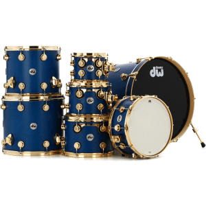 DW Collector's Series Maple/Mahogany 7-piece Shell Pack - Satin Regal Blue
