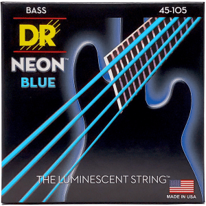 DR Strings NBB-45 Hi-Def Neon Blue K3 Coated Bass Guitar Strings - .045-.105 Medium