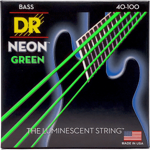 DR Strings NGB-40 Hi-Def Neon Green K3 Coated Bass Guitar Strings - .040-.100 Light