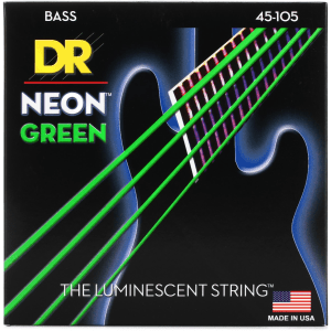 DR Strings NGB-45 Hi-Def Neon Green K3 Coated Bass Guitar Strings - .045-.105 Medium