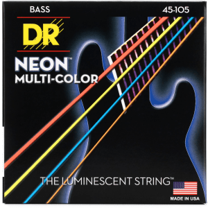 DR Strings NMCB-45 Hi-Def Neon Multi-Color K3 Coated Bass Guitar Strings - .045-.105 Medium