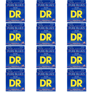 DR Strings PHR-10/52 Pure Blues Pure Nickel Electric Guitar Strings - .010-.052 Big and Heavy (12 Pack)