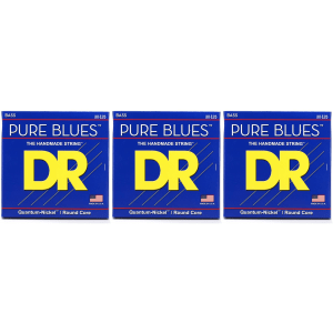 DR Strings PB6-30 Pure Blues Quantum-nickel/Round Core Bass Guitar Strings - .030-.125 Medium 6-string (3-Pack)
