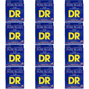 DR Strings PHR-9/46 Pure Blues Pure Nickel Electric Guitar Strings - .009-.046 Light and Heavy (12 Pack)