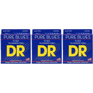 DR Strings PHR-11 Pure Blues Pure Nickel Electric Guitar Strings - .011-.050 Heavy (3-pack)