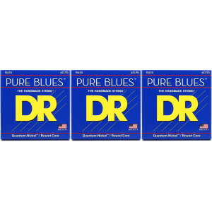DR Strings PBVW-40 Pure Blues Quantum-nickel/Round Core Bass Guitar Strings - .040-.095 Victor Wooten Signature (3-Pack)