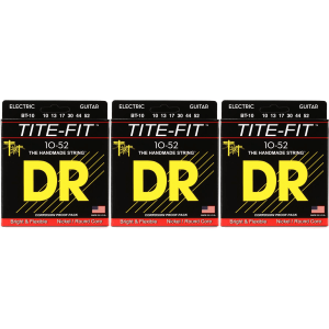 DR Strings BT-10 Tite-Fit Compression Wound Electric Guitar Strings - .010-.052 Big Heavy (3-Pack)