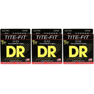 DR Strings JZ-12 Tite-Fit Compression Wound Electric Guitar Strings - .012-.052 Jazz (3-Pack)