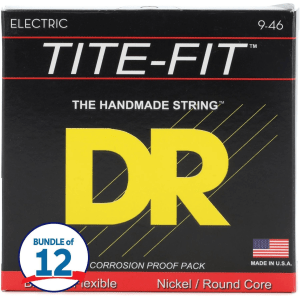 DR Strings LH-9 Tite-Fit Compression Wound Electric Guitar Strings - .009-.046 Light Heavy (12 Pack)