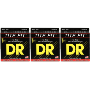 DR Strings LH-9 Tite-Fit Compression Wound Electric Guitar Strings - .009-.046 Light Heavy (3-Pack)