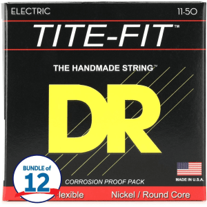 DR Strings EH-11 Tite-Fit Compression Wound Electric Guitar Strings - .011-.050 Heavy (12 Pack)