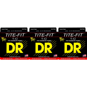 DR Strings LT-9 Tite-Fit Compression Wound Electric Guitar Strings - .009-.042 Light (3-Pack)