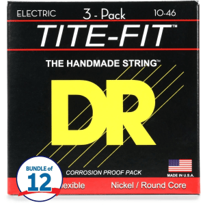 DR Strings MT-10 Tite-Fit Compression-wound Electric Guitar Strings - .010-.046 Medium (36 Pack)