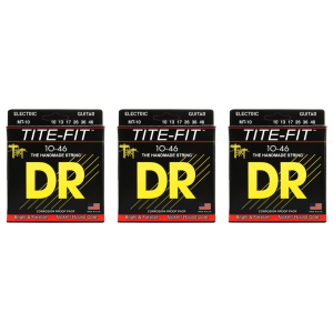 DR Strings MT-10 Tite-Fit Compression Wound Electric Guitar Strings - .010-.046 Medium (3-Pack)
