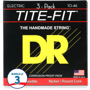 DR Strings MT-10 Tite-Fit Compression-wound Electric Guitar Strings - .010-.046 Medium (9-pack)