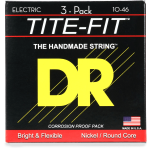 DR Strings MT-10 Tite-Fit Compression-wound Electric Guitar Strings - .010-.046 Medium Factory (3-pack)