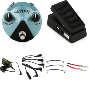 Dunlop Cry Baby Mini Wah and Jimi Hendrix Fuzz Face Mini Pedal Pack with Power Supply