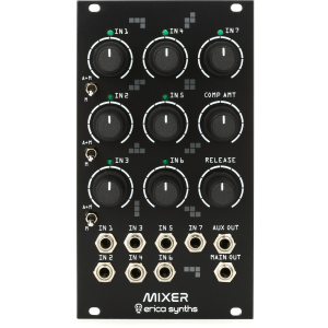 Erica Synths Drum Mixer Seven Input Mixer Eurorack Module with Vactrol Compressor and Assignable Aux Send