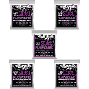 Ernie Ball 2590 Power Slinky Flatwound Electric Guitar Strings - .011-.048 (5-Pack)