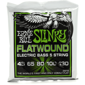 Ernie Ball 2816 Regular Slinky Flatwound Electric Bass Guitar Strings - .045-.130 5-string