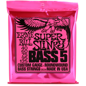 Ernie Ball 2824 Super Slinky Nickel Wound Electric Bass Guitar Strings - .040-.125 5-string