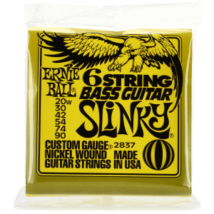 Ernie Ball 2837 Slinky Nickel Wound Electric Bass Guitar Strings - .020-.090 29 5/8 Scale 6-string