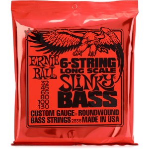 Ernie Ball 2838 Slinky Nickel Wound Electric Bass Guitar Strings - .032-.130 Long Scale 6-string