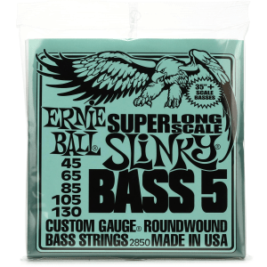 Ernie Ball 2850 Super Long Scale Slinky Nickel Wound Electric Bass Guitar Strings - .045-.130 5-string