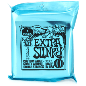 Ernie Ball 3225 Extra Slinky Nickel Wound Electric Guitar Strings - .008-.038 Factory (3-pack)