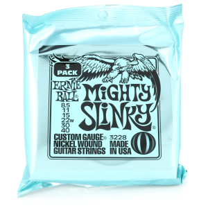 Ernie Ball 3228 Mighty Slinky Nickel Wound Electric Guitar Strings - .0085-.040 Factory (3-pack)