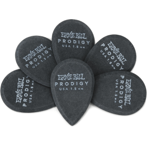 Ernie Ball Prodigy Guitar Picks 1.5 mm Black Teardrop (6-pack)