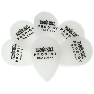Ernie Ball Prodigy Guitar Picks 2.0 mm White Teardrop (6-pack)