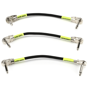 Ernie Ball P06059 Right Angle to Right Angle Pedalboard Flat Patch Cable - 6 inch Black