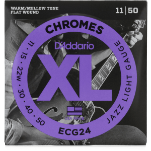 D'Addario ECG24 XL Chromes Flatwound Electric Guitar Strings - .011-.050 Jazz Light