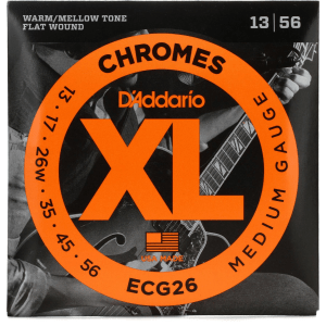 D'Addario ECG26 XL Chromes Flatwound Electric Guitar Strings - .013-.056 Medium